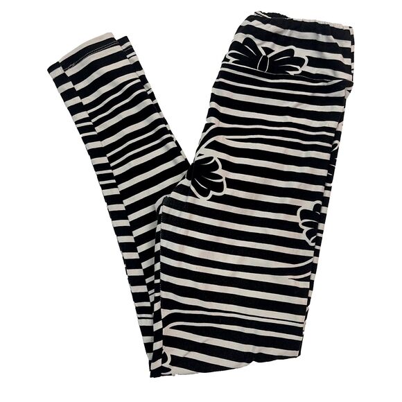 Lularoe OS Leggings‎ BOW PRINT One Size Black White - Picture 1 of 5